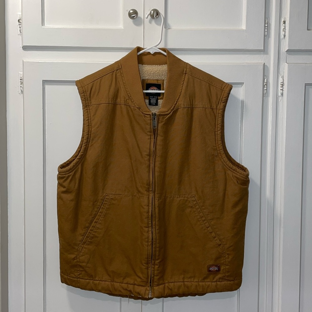 Dickies Canvas Vest - Tan - Sherpa Lined - Large - Great Condition